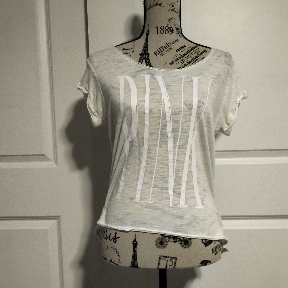 Victoria's Secret PINK White Logo Shirt- Size XS